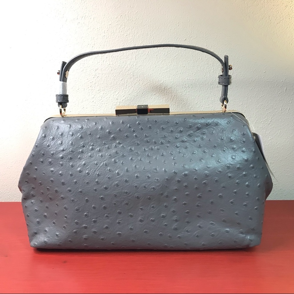 NWT Kate Spade Bristol Drive Loden Ostrich Embossed Satchel - Black